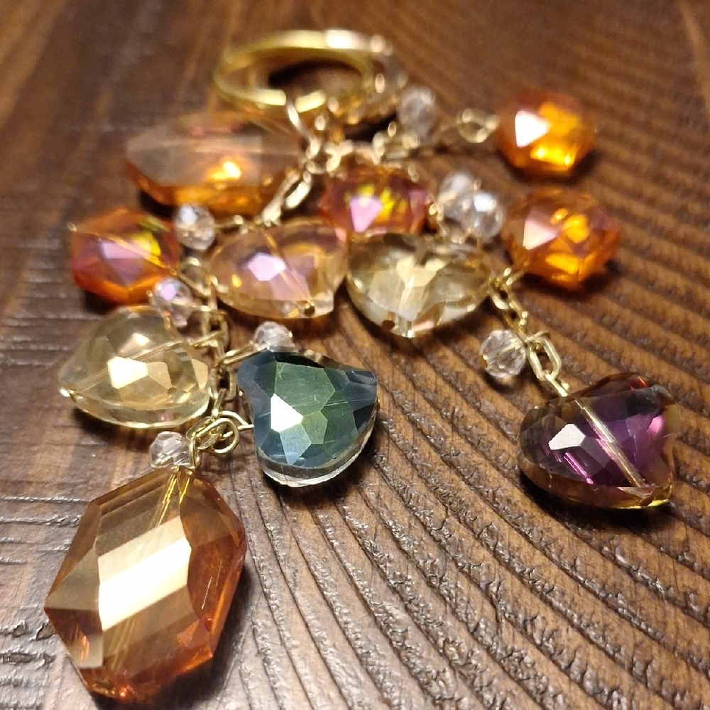 Elegant Multicolor Irridescent Crystal Bead Bag Charm Keychain